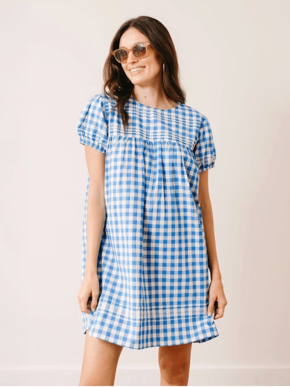 SUNSHINE TIENDA Blue Bay Gingham Penny Dress XS NWT
